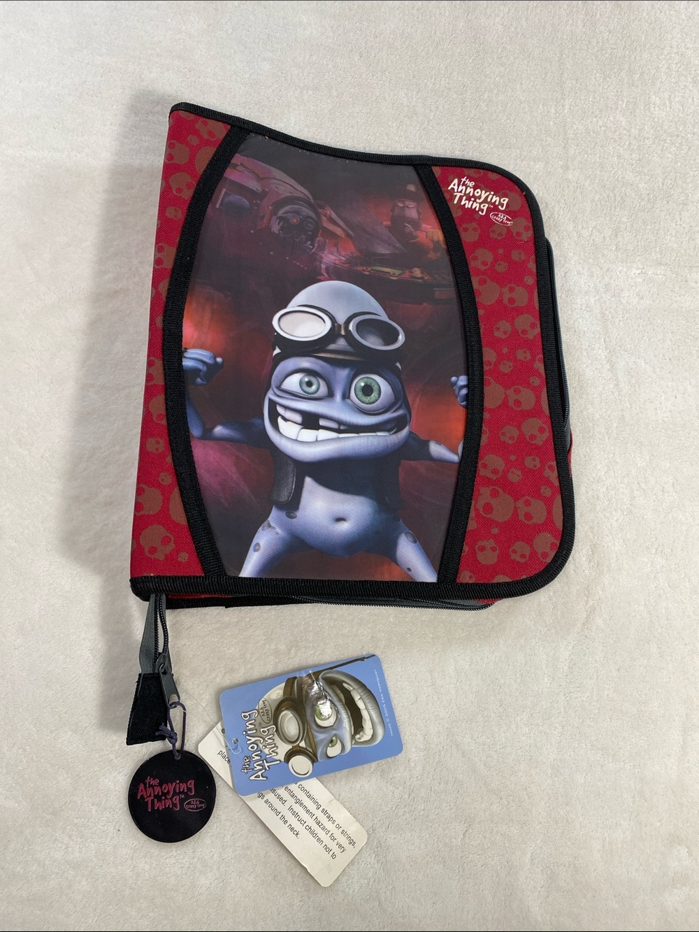 Crazy Frog The Annoying Thing Vintage 2005 Zippered Binder Red Y2K NWT